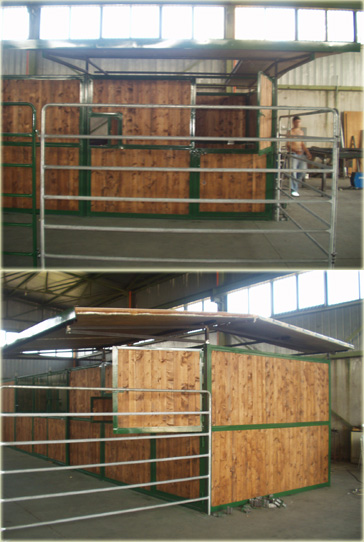 cod.0001 Box in ferro tubolare nero con porta a due battenti  e pensilina
